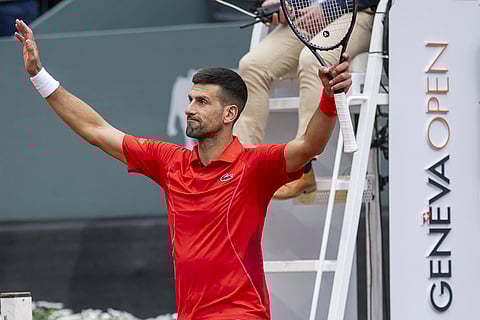 Djokovic celebrates his victory against Tallon Griekspoor